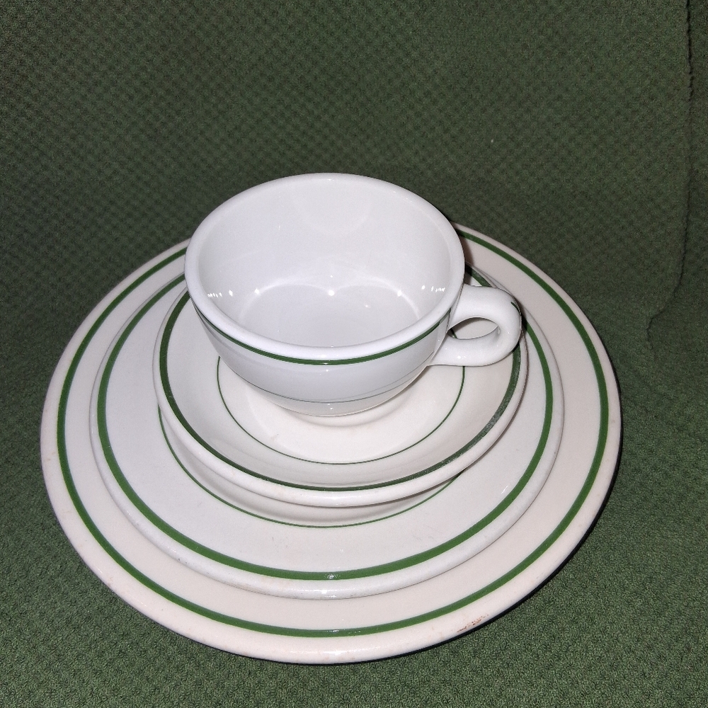 4pc Green/White Restaurant Dishware From Buffalo China/Shenango China